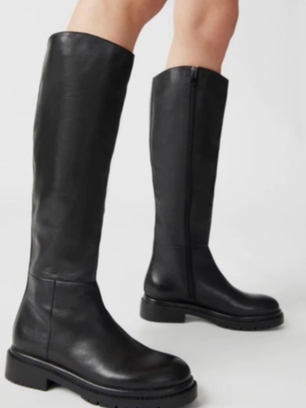 Steve Madden Black Knee-High Leather Boots